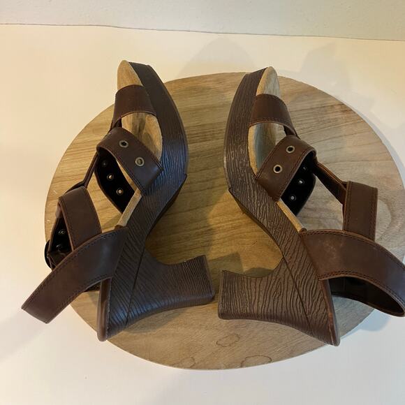 Maurices Brown Square Toe Chunky Y2K Look Strappy Sandal Size 10 - Picture 4 of 11